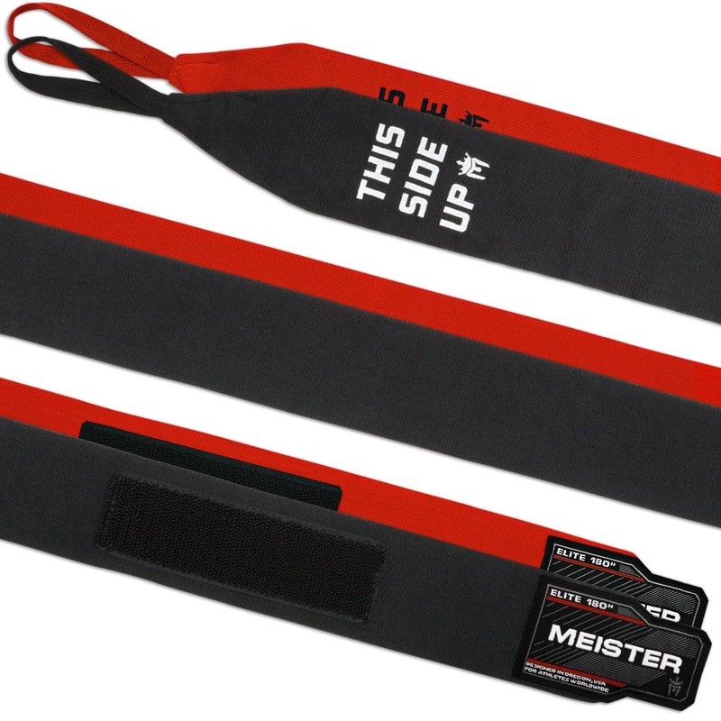Meister Elite 180" Premium Adult Hand Wraps for MMA & Boxing - 2 Pair Pack w/Mesh Bag - Black/Blood Red - Image 2